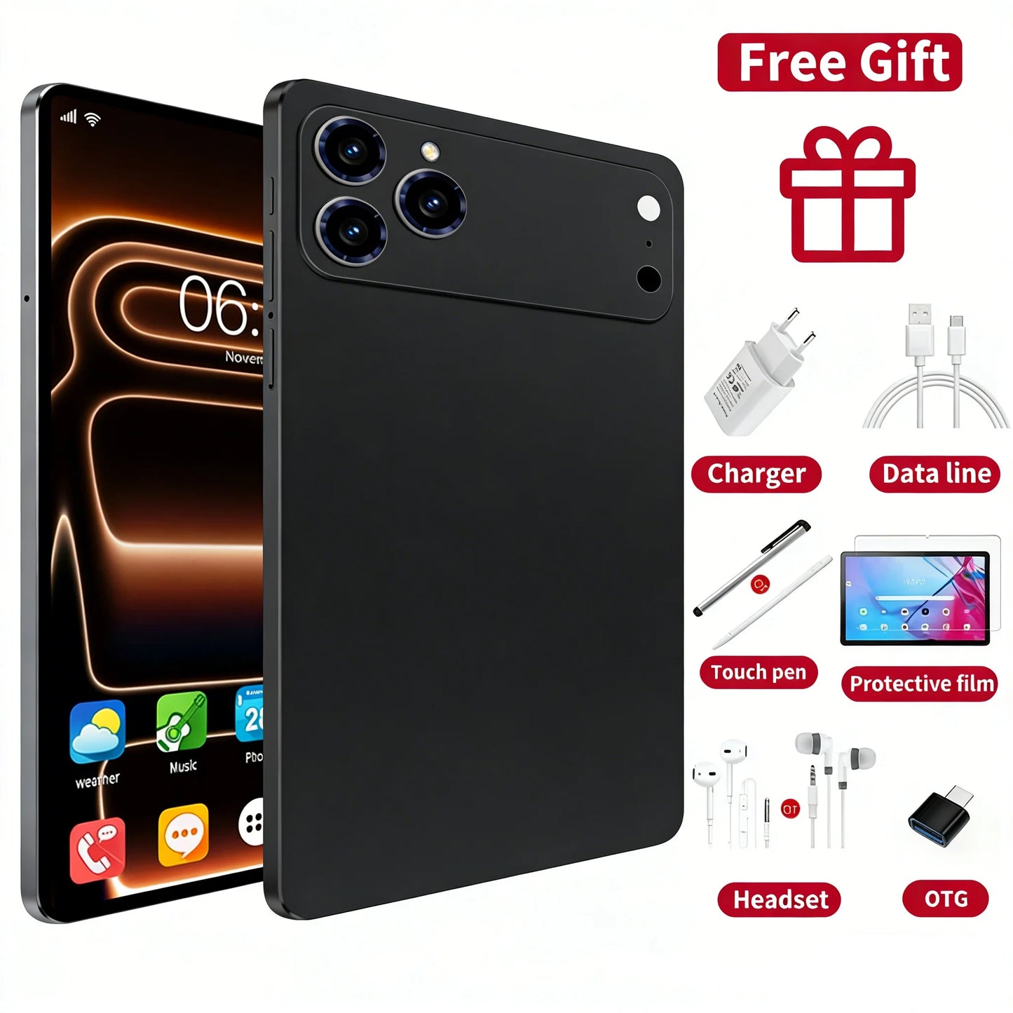Pad 17 Pro Max Tablet Android 16 22GB 2TB ROM 10.1 inch Snapdragon8gen3 10Core Tablette PC Face Recognition 20000mAh 5G Dual SIM