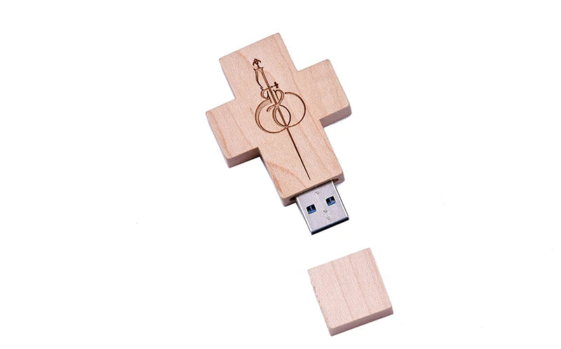 JASTER (free custom logo) wooden cross USB 2.0 usb flash drive keychain pendrive 4GB 8GB 16GB 32GB 64GB gift customer LOGO