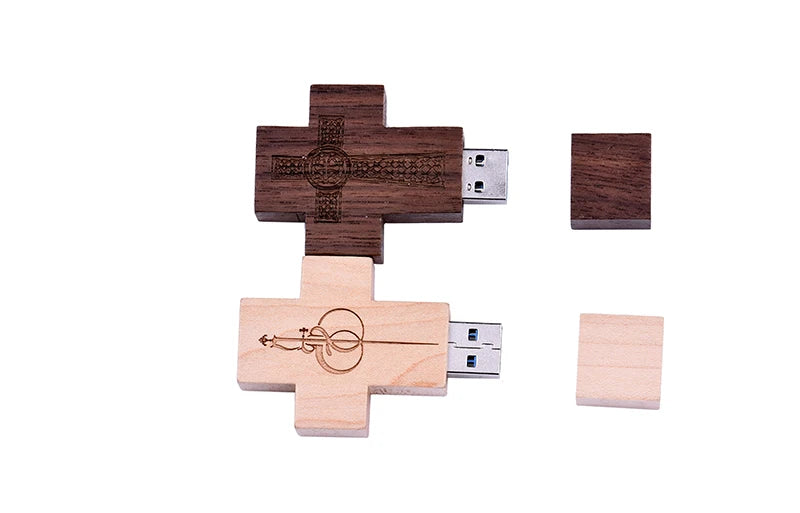 JASTER (free custom logo) wooden cross USB 2.0 usb flash drive keychain pendrive 4GB 8GB 16GB 32GB 64GB gift customer LOGO