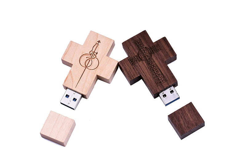 JASTER (free custom logo) wooden cross USB 2.0 usb flash drive keychain pendrive 4GB 8GB 16GB 32GB 64GB gift customer LOGO