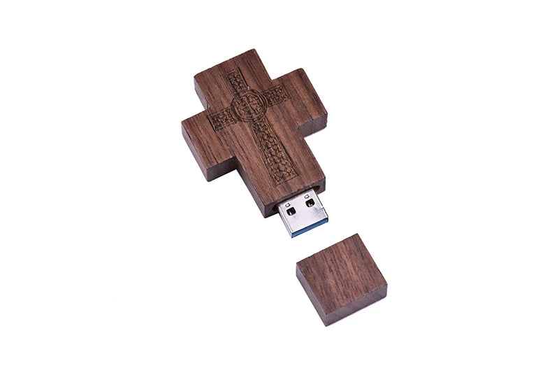 JASTER (free custom logo) wooden cross USB 2.0 usb flash drive keychain pendrive 4GB 8GB 16GB 32GB 64GB gift customer LOGO