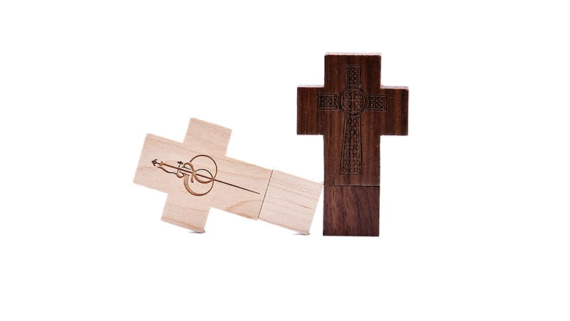 JASTER (free custom logo) wooden cross USB 2.0 usb flash drive keychain pendrive 4GB 8GB 16GB 32GB 64GB gift customer LOGO