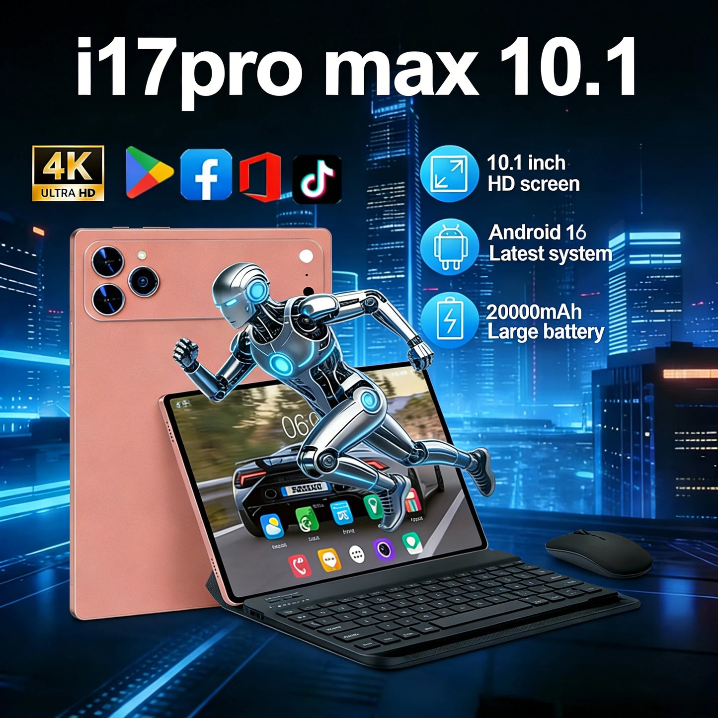 Pad 17 Pro Max Tablet Android 16 22GB 2TB ROM 10.1 inch Snapdragon8gen3 10Core Tablette PC Face Recognition 20000mAh 5G Dual SIM