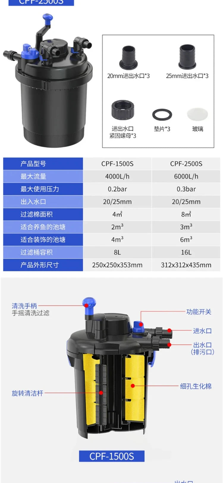 Outdoor pool external filter bucket water circulation purification filter equipment fish tank free of water change