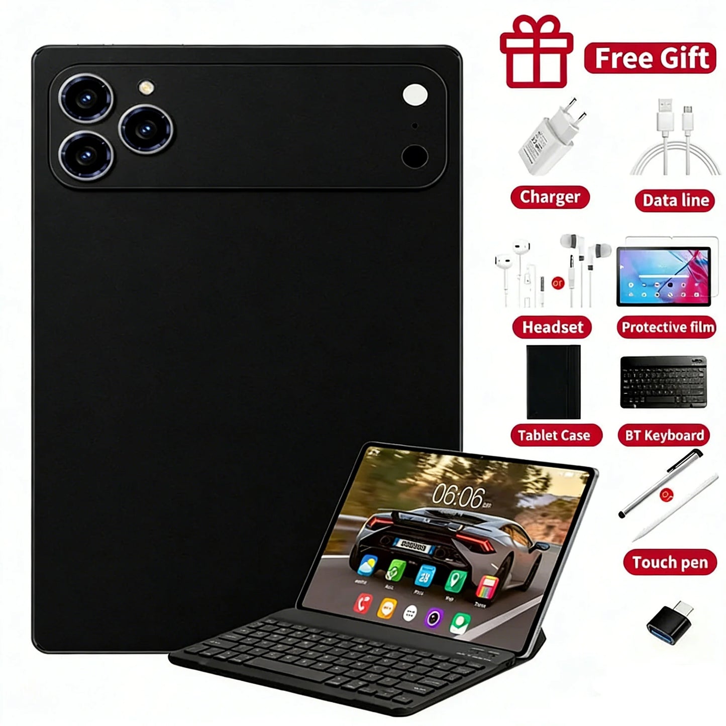 Pad 17 Pro Max Tablet Android 16 22GB 2TB ROM 10.1 inch Snapdragon8gen3 10Core Tablette PC Face Recognition 20000mAh 5G Dual SIM