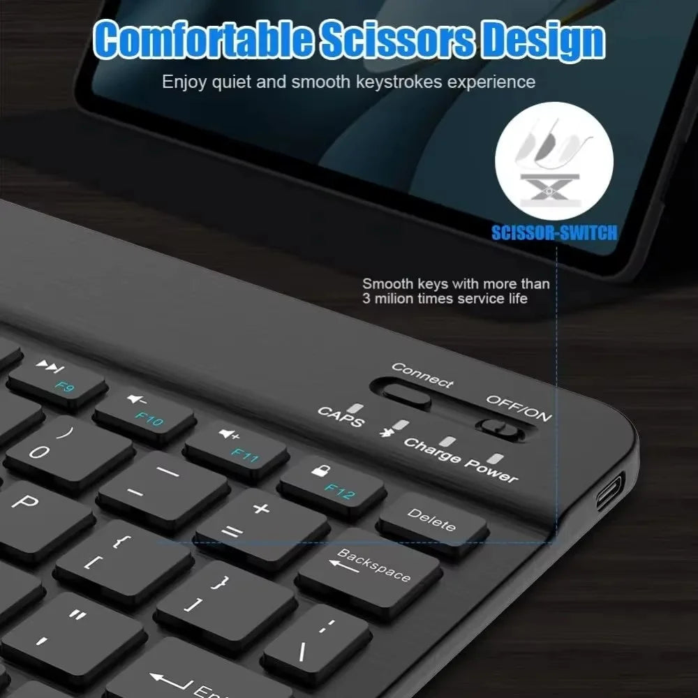7/10inch Bluetooth 5.1 Keyboard Mini Wireless Keyboard for iPad Pro Air Notebook Rechargeable Gaming Keyboard For Laptop Tablet