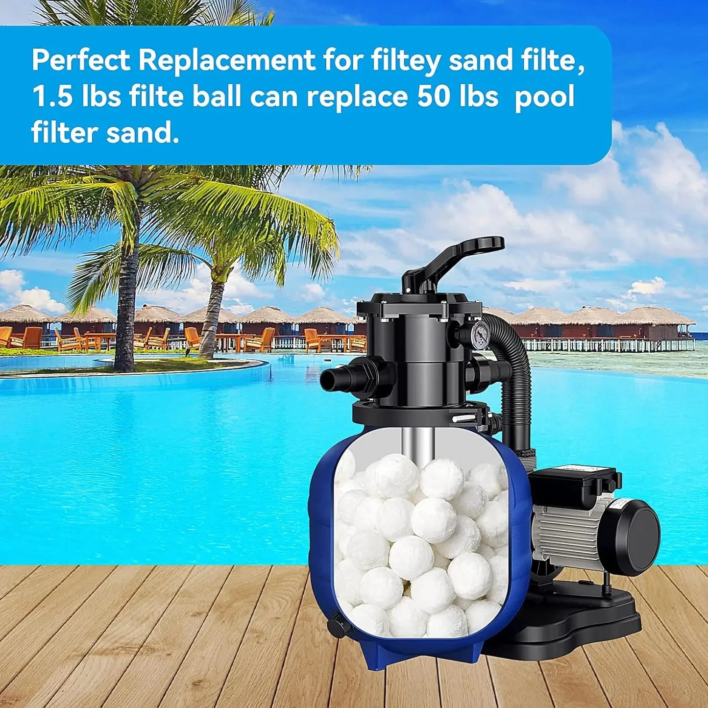 Pool Filter Balls for Sand Filter Pump,Reusable Fiber Filter Media for Swimming Pools Fish Tanks Sand Filters Cleaning