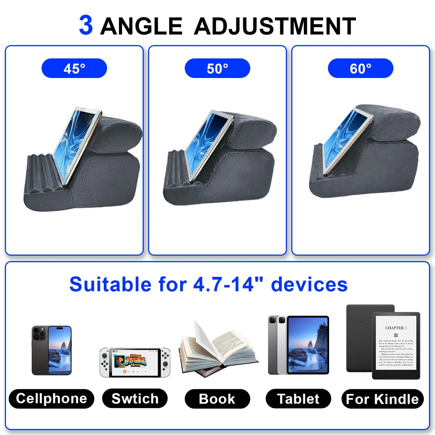 Xnyocn Tablet Pillow Holder Foldable IPad Stand for Lap Bed and Desk Tablet Soft Pad Dock with Pocket Stylus Mount for IPad Pro