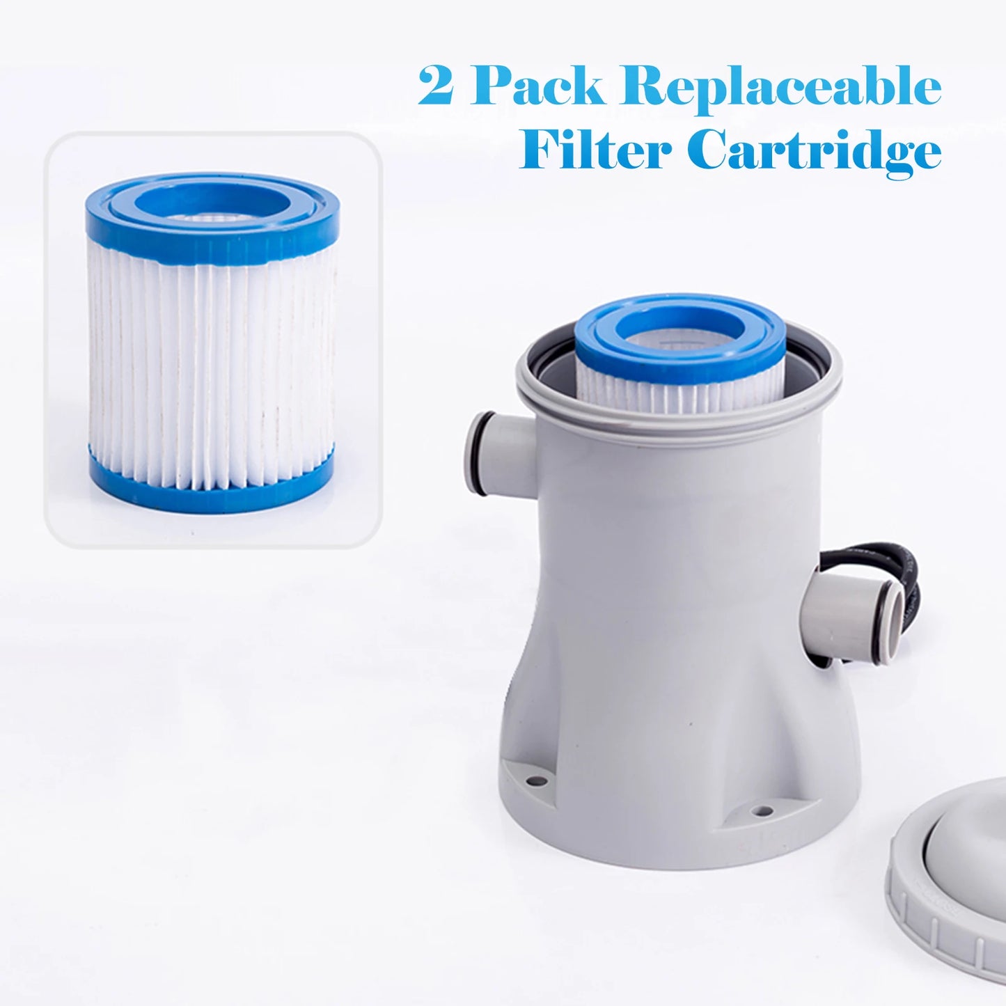 Pool Filter Pump 330 GPH Paddling Pool Electric Water Pump With 2 Pool Filter Cartridge Pool Pumps Above Ground Small Pool Filte