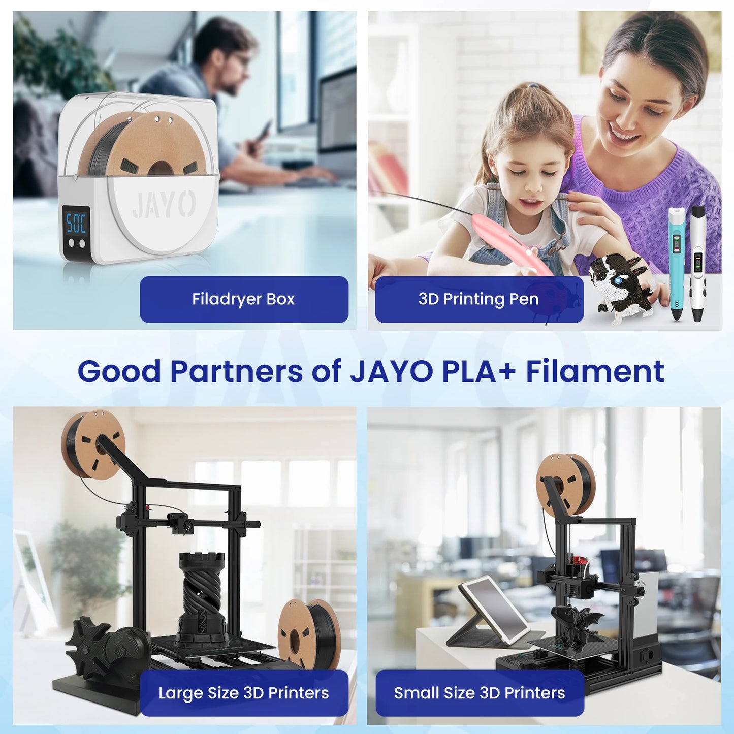 JAYO 3D PETG/PLA/PLA PLUS Printer Filament  Macaron Series & No bubbles non-toxic 3D Printing Materials for 3D Printer&3D Pen
