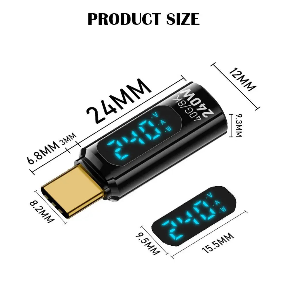 1 PCS Digital LED Display USB 4 Type-C Adapter 8K 60HZ PD 240W OTG Converter 40Gbps Full Function Power Meter Tester
