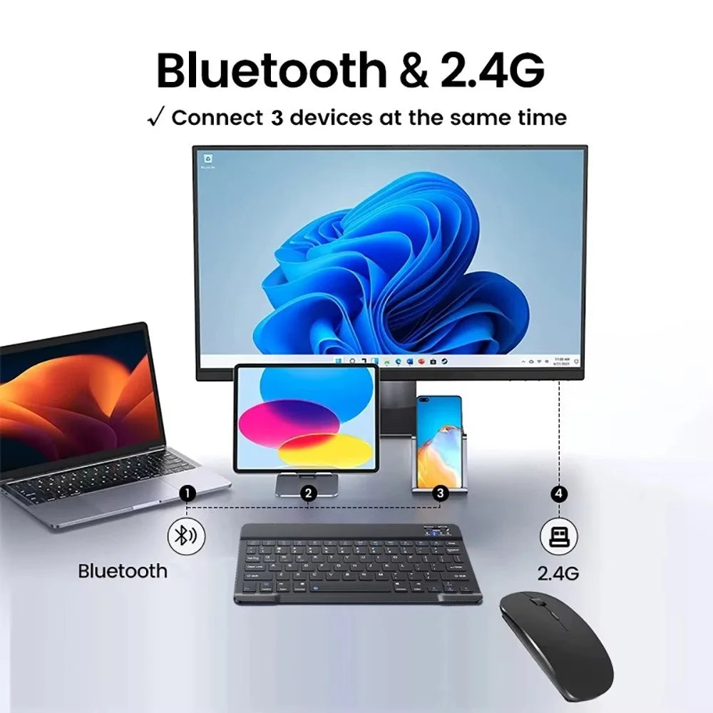 7/10inch Bluetooth 5.1 Keyboard Mini Wireless Keyboard for iPad Pro Air Notebook Rechargeable Gaming Keyboard For Laptop Tablet