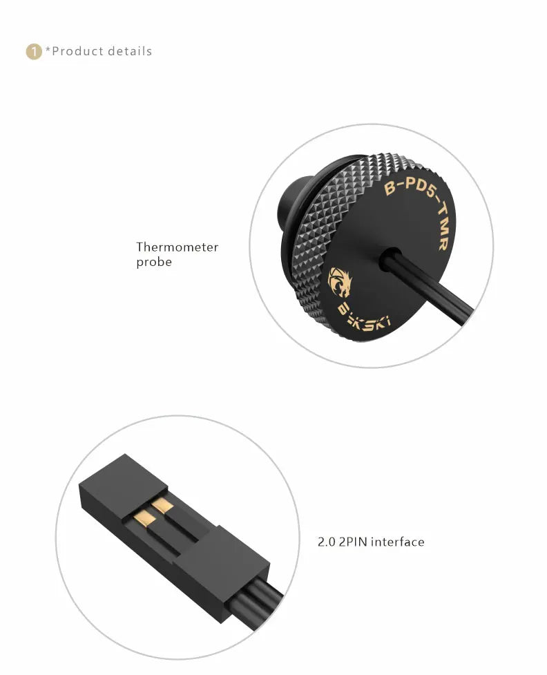 BYKSKI G1/4 Temperature Measurement Plug Sealing Lock Water Cooling PC Application Accessories Metal Fitting B-PD5-TMR