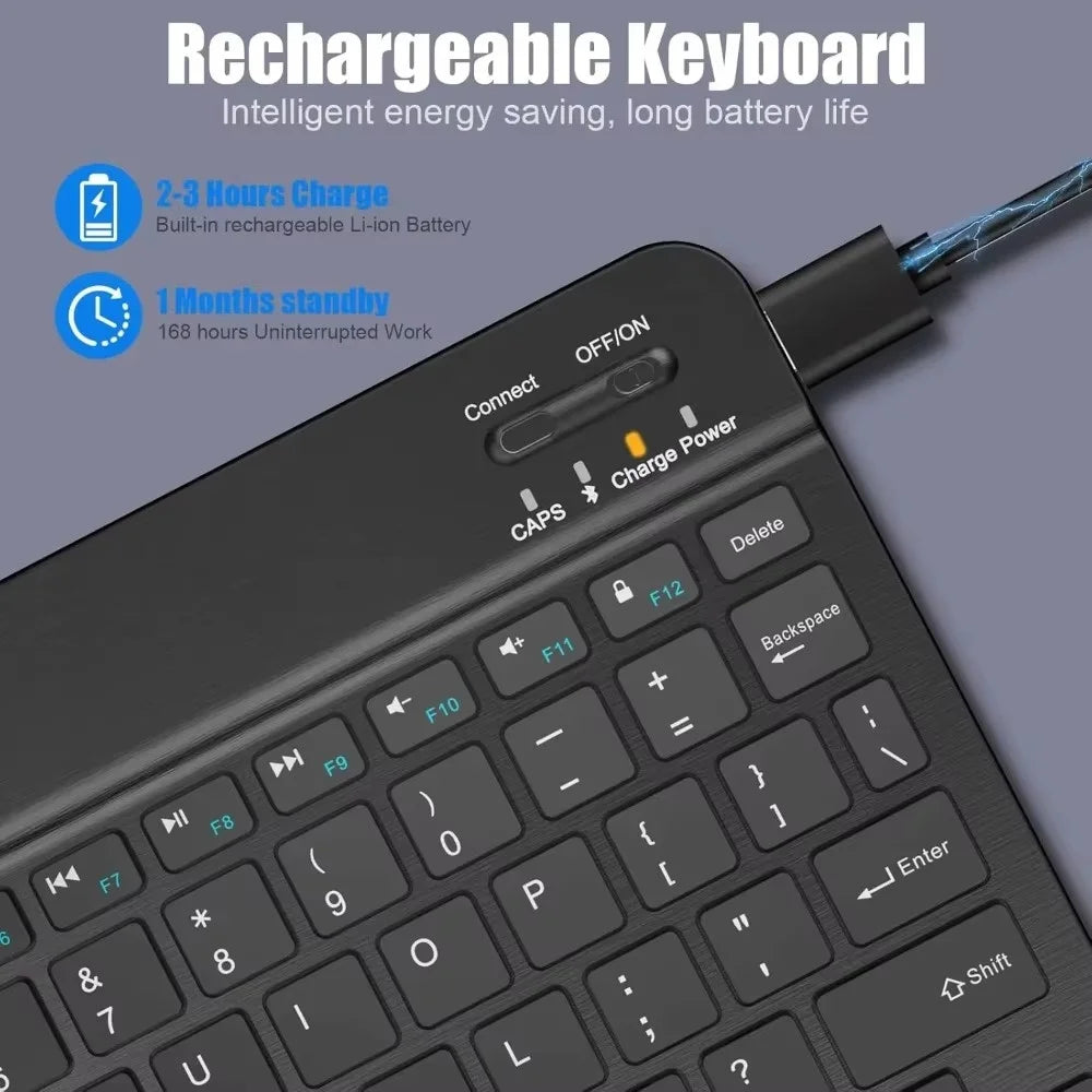 7/10inch Bluetooth 5.1 Keyboard Mini Wireless Keyboard for iPad Pro Air Notebook Rechargeable Gaming Keyboard For Laptop Tablet
