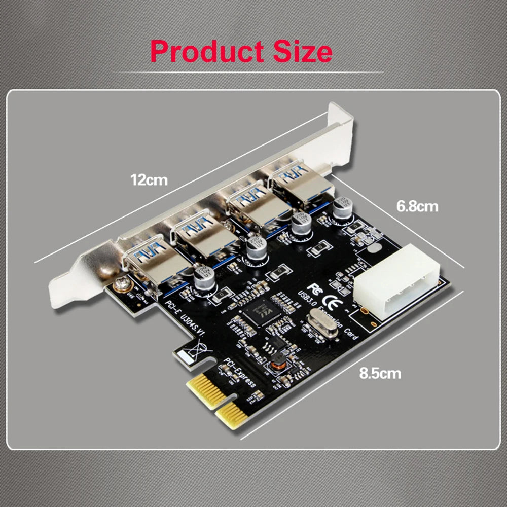 4 Port USB 3.0 PCIe Expansion Card PCI Express PCIe USB Hub Adapter 4-port USB3.0 Controller high-speed computing