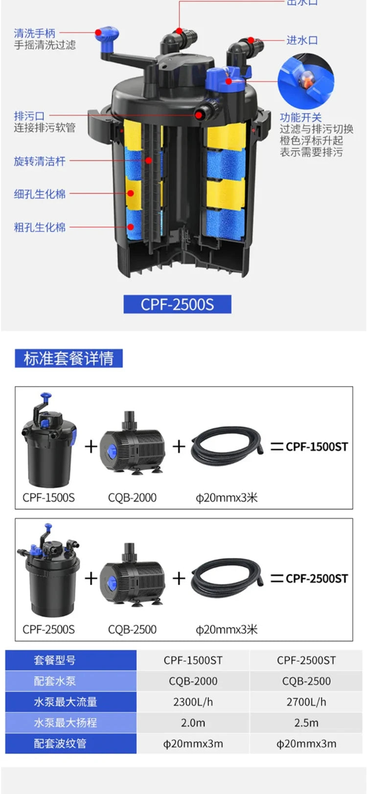 Outdoor pool external filter bucket water circulation purification filter equipment fish tank free of water change