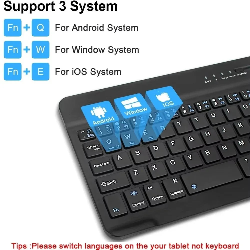 7/10inch Bluetooth 5.1 Keyboard Mini Wireless Keyboard for iPad Pro Air Notebook Rechargeable Gaming Keyboard For Laptop Tablet