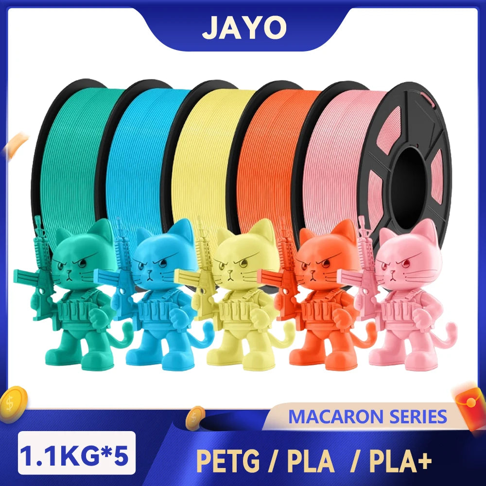 JAYO 3D PETG/PLA/PLA PLUS Printer Filament  Macaron Series & No bubbles non-toxic 3D Printing Materials for 3D Printer&3D Pen