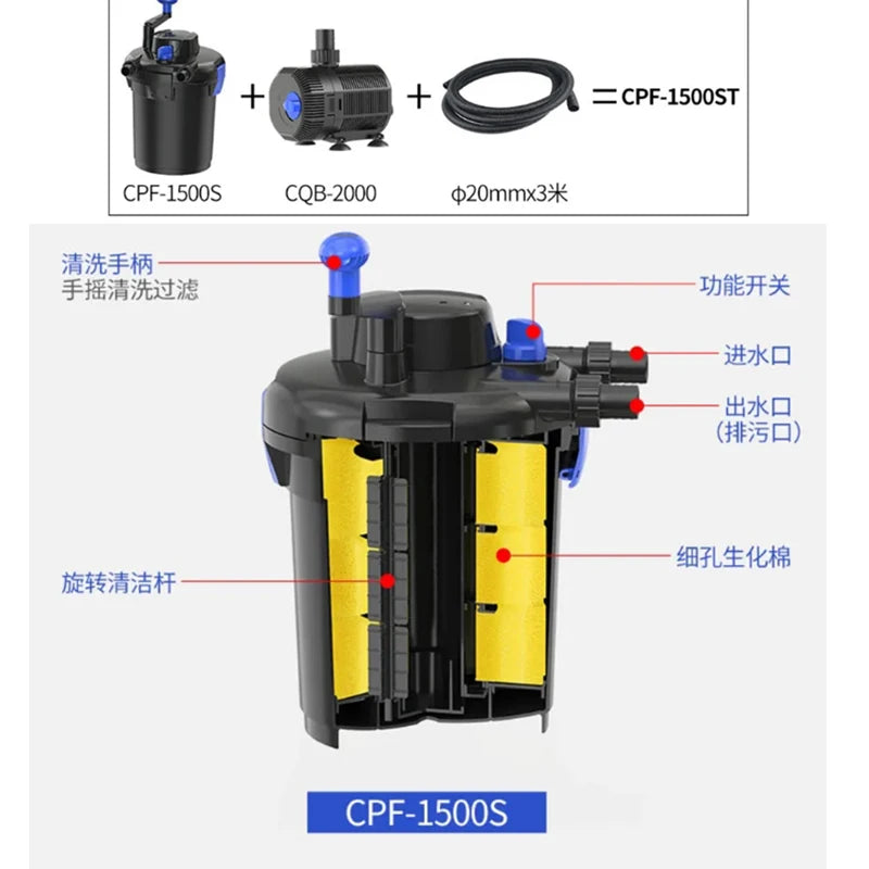 Outdoor pool external filter bucket water circulation purification filter equipment fish tank free of water change